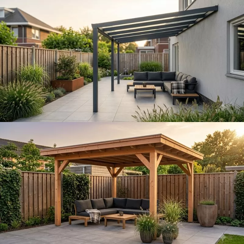 Douglas of aluminium overkapping - welke past het beste bij jouw tuin - Pieters Buitenverblijven Blog